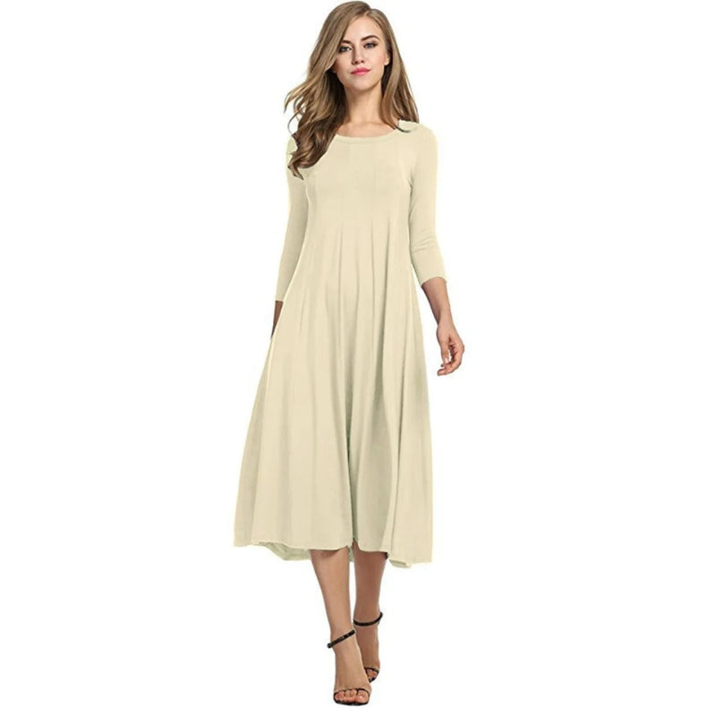 Chloe - Rochie maxi elegantă cu mâneci scurte și decolteu rotund