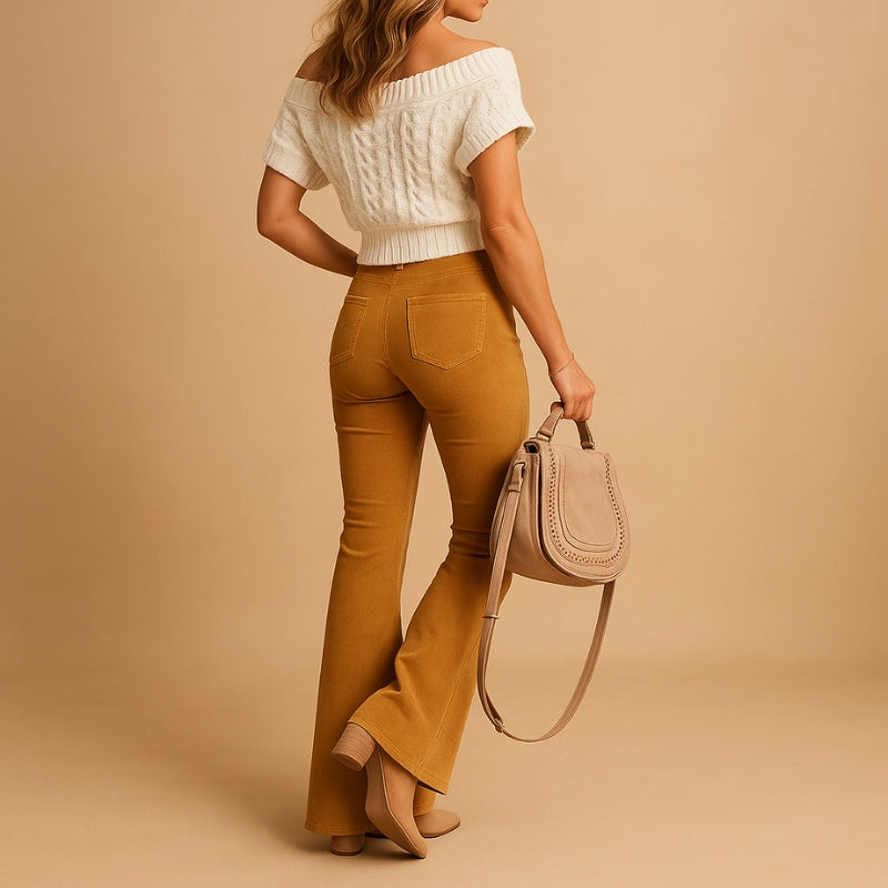 Nova – Pantalon Évasé Taille Haute avec Poches Latérales pour Usage Quotidien