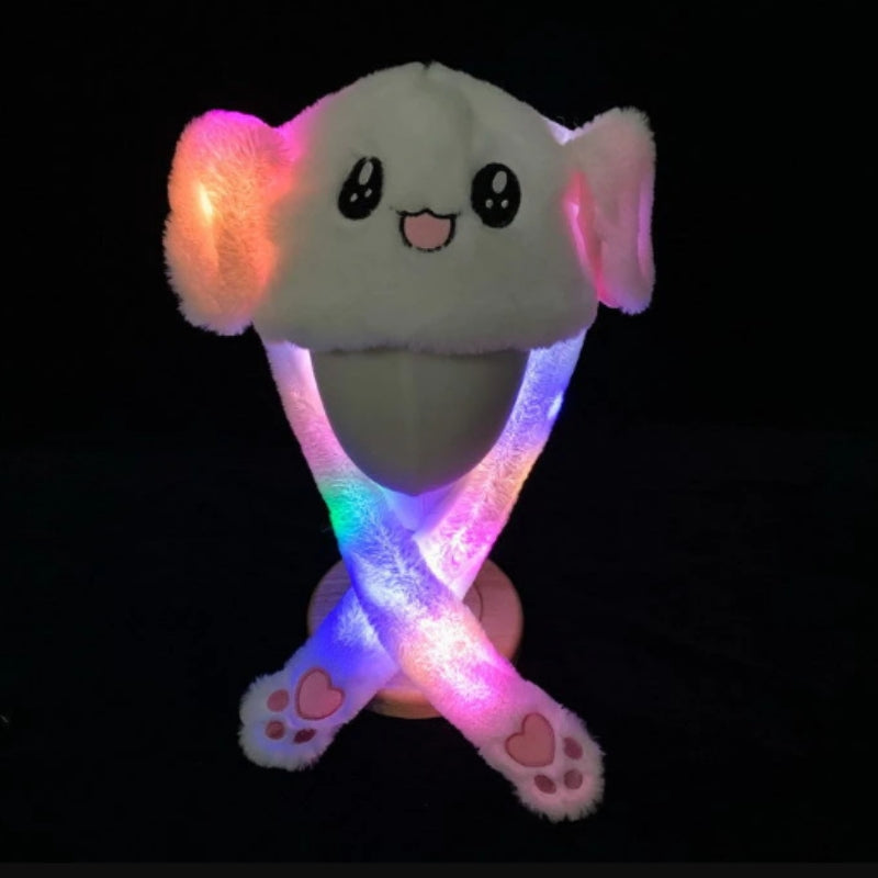 BunnyGlow - Chapeau lapin avec oreilles mobiles et lumières LED