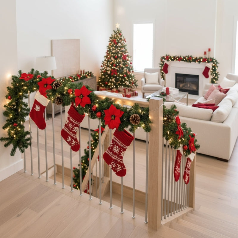 FloraRing – Decorative Christmas Wreath with Floral Motif and Lights