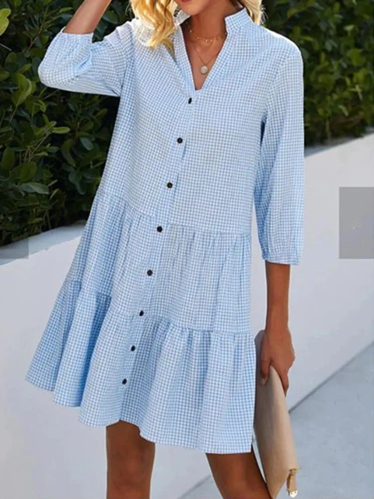 Ruby – Trendy Mini Dress with Button Closure and Relaxed Fit