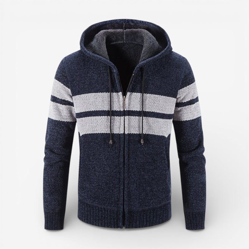 Axorin - Cardigan cu glugă și mâneci lungi, închidere cu fermoar