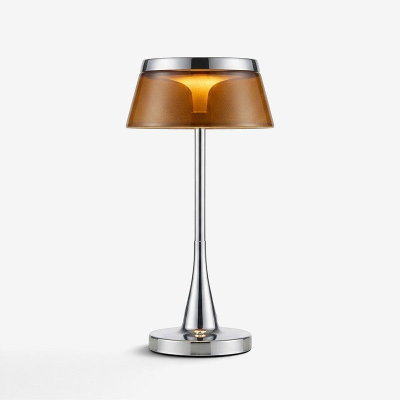CrystalBase - Candeeiro de mesa com abat-jour em acrílico e base metálica