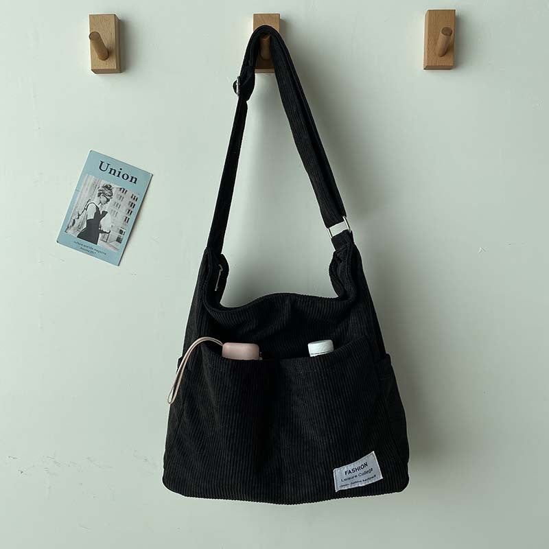 Emma - Stylish corduroy shoulder bag with adjustable straps