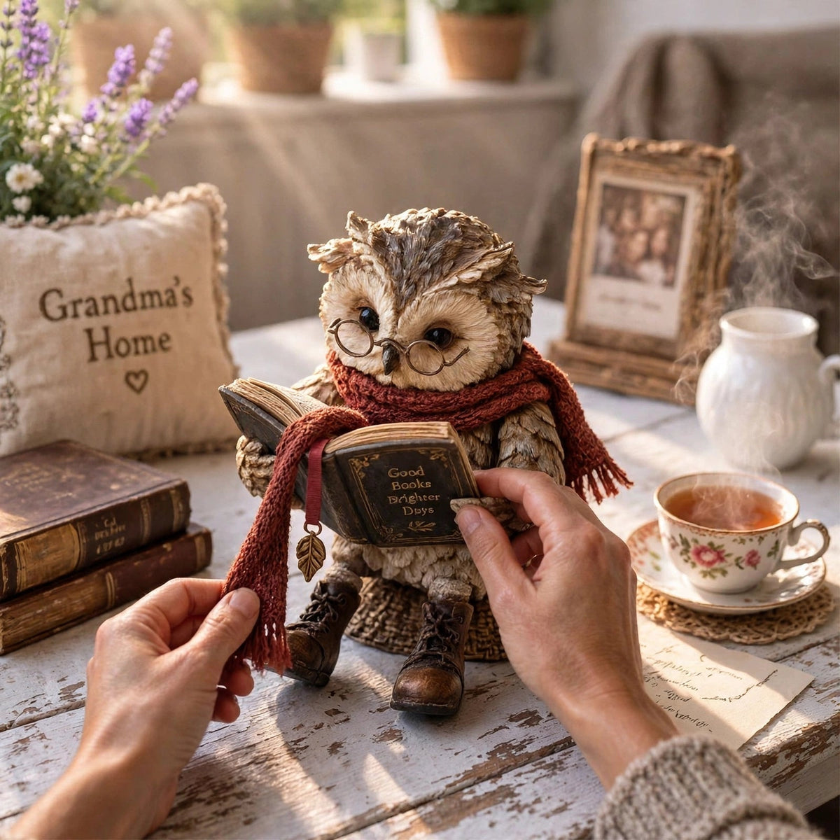 Pageowl - Statuetta di gufo con libro per la decorazione d'interni