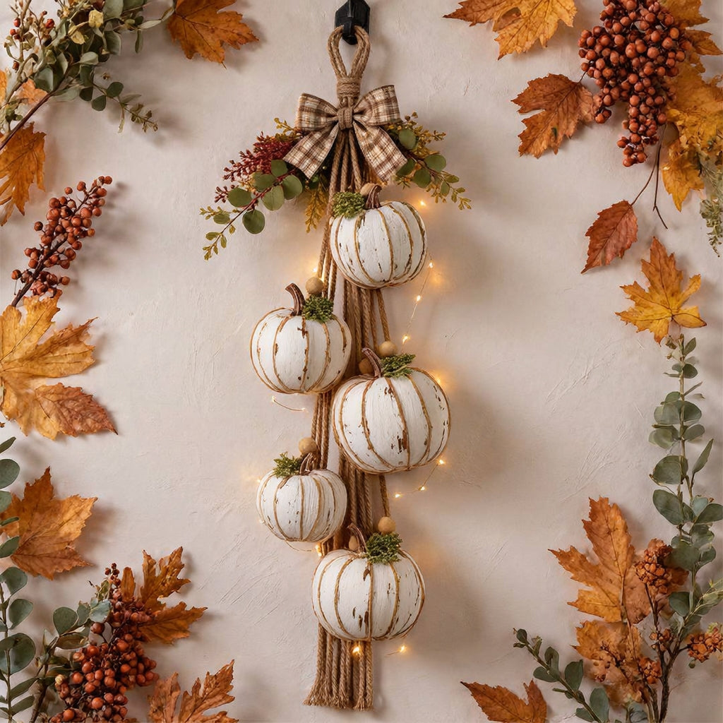 Pumpglow - Couronne de citrouilles lumineuse avec éclairage LED intégré