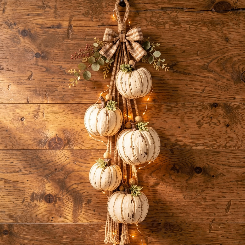 Pumpglow - Couronne de citrouilles lumineuse avec éclairage LED intégré