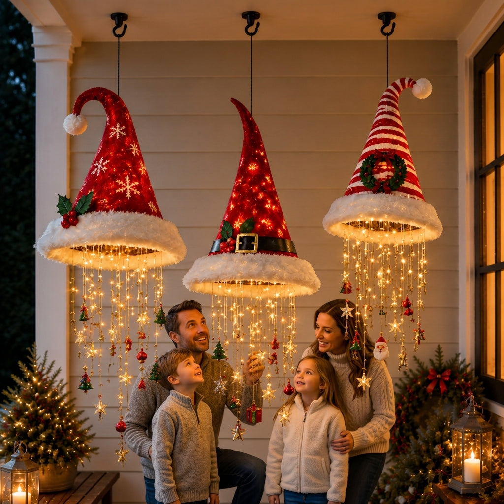 Gorro navideño colgante Yulehat - Decoración con luces LED