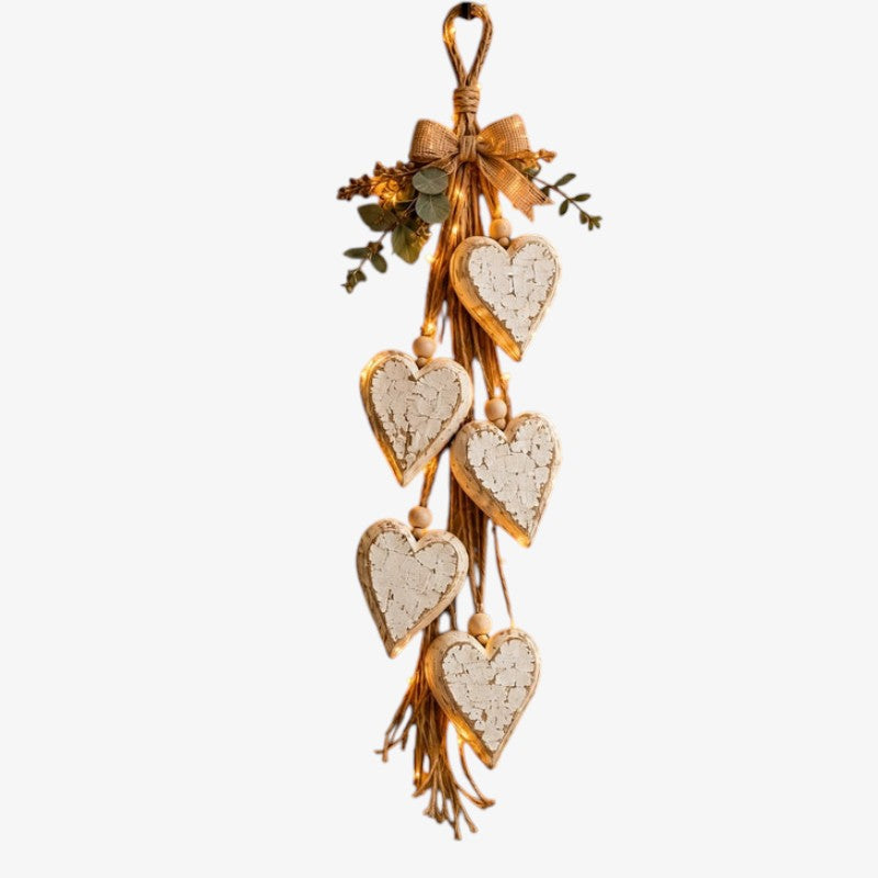 Decorazione da parete a forma di cuore in legno Lumheart con illuminazione LED