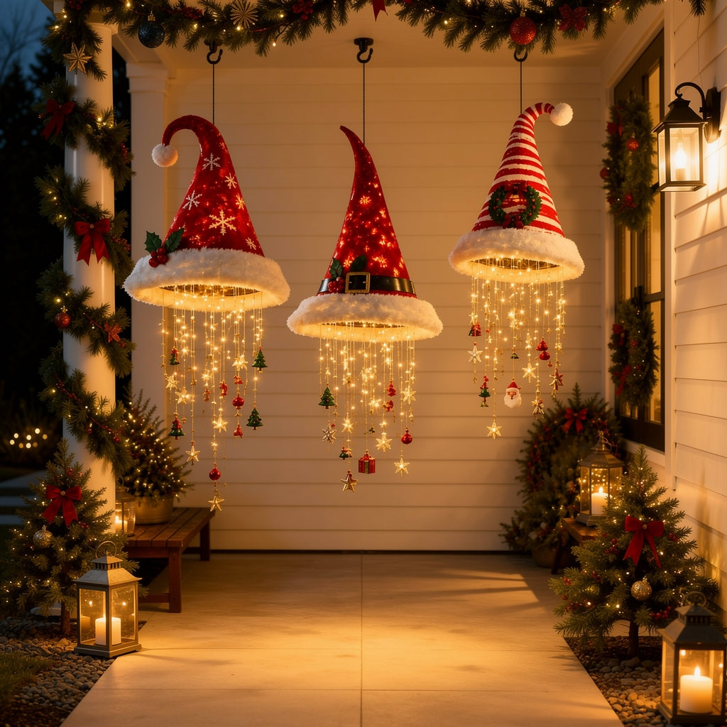 Gorro navideño colgante Yulehat - Decoración con luces LED