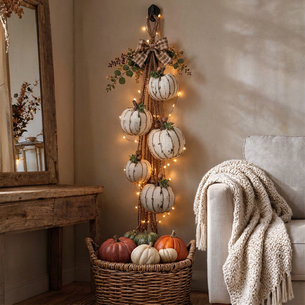 Pumpglow - Couronne de citrouilles lumineuse avec éclairage LED intégré