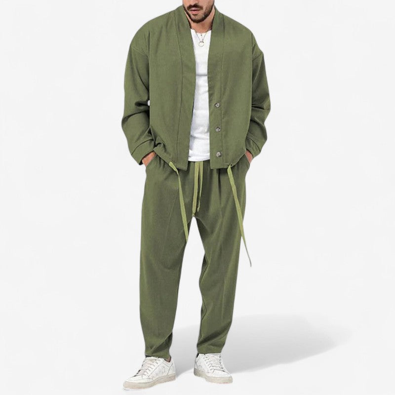 Victor – Two-Piece Set with Long Sleeve Shirt and Wide Pants