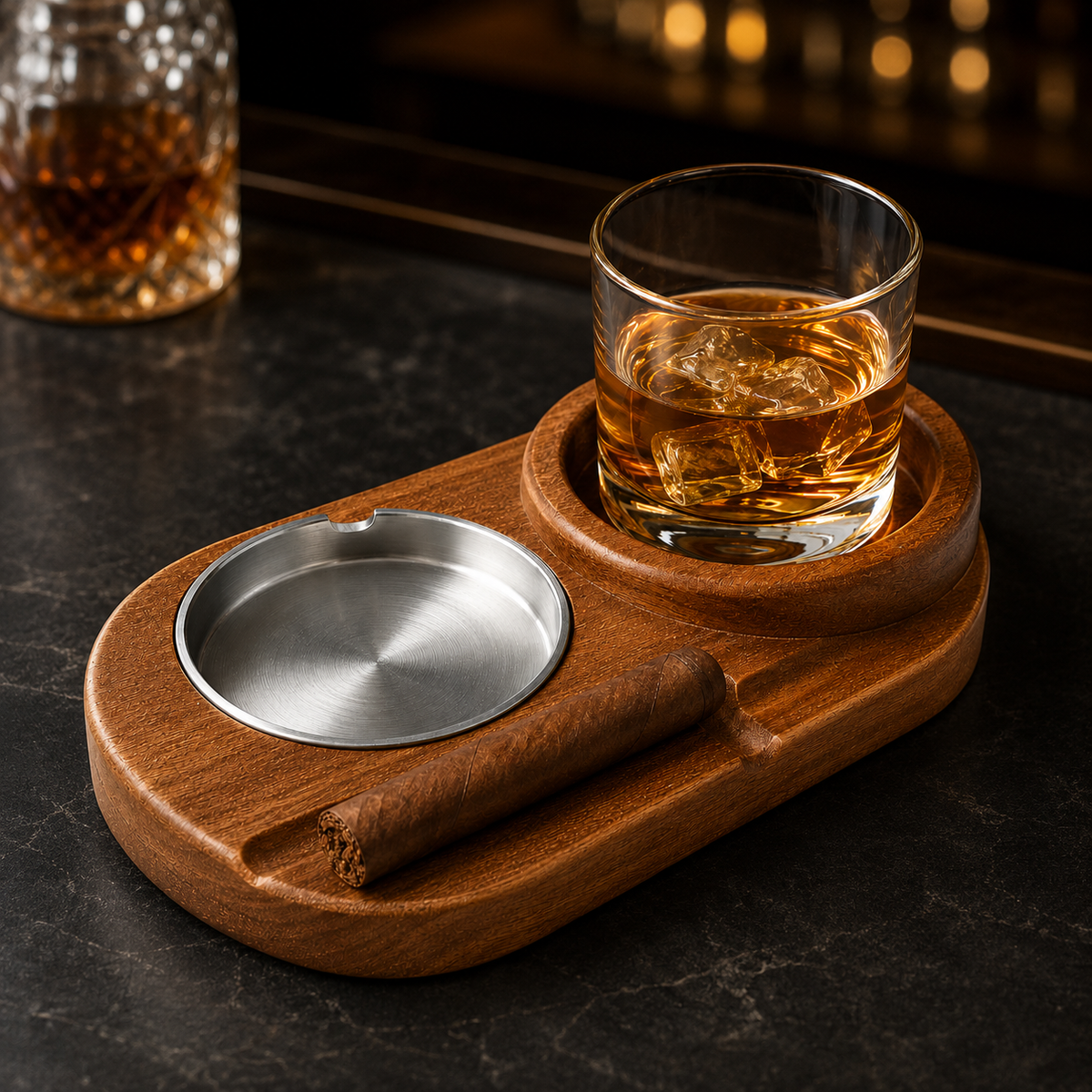 Cigarrest - Cendrier en métal avec porte-cigare intégré