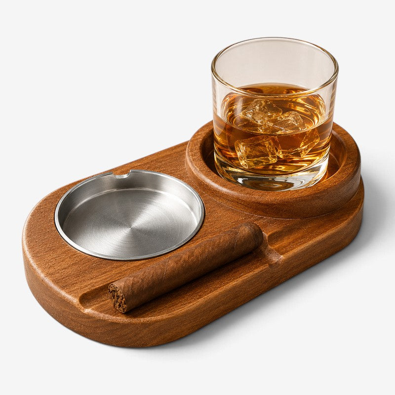 Cigarrest - Cendrier en métal avec porte-cigare intégré