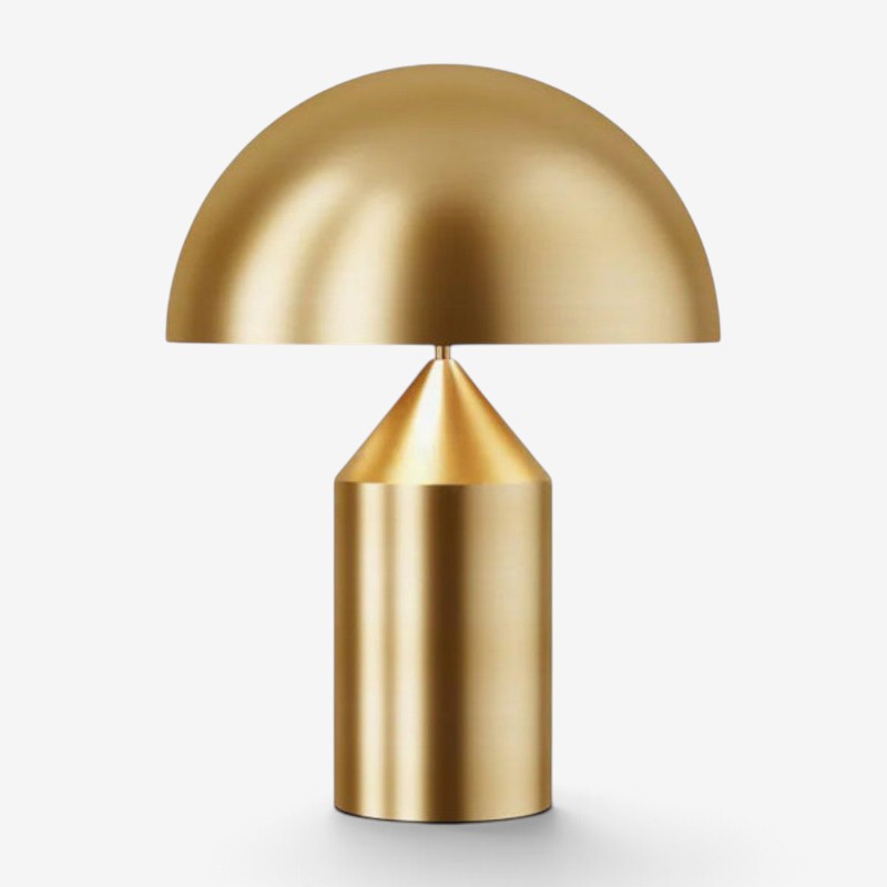 Brighten: lámpara de mesa con pantalla abovedada y base geométrica
