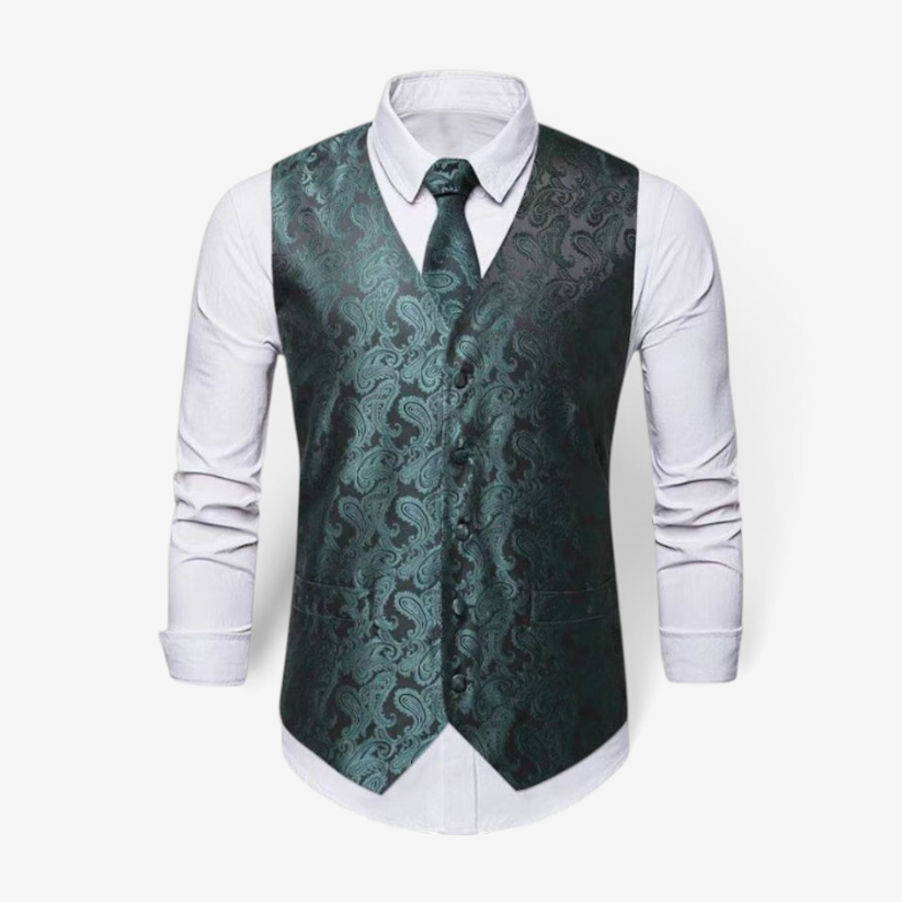 Avenlo – V-Neck Vest with Printed Pattern