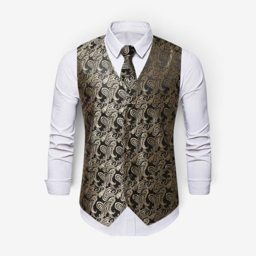 Avenlo – V-Neck Vest with Printed Pattern