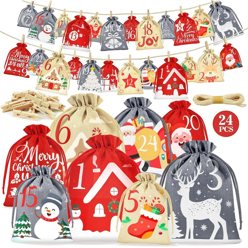 JinglePouch – Calendar de Advent reutilizabil din material textil, cu 24 de săculeți numerotați