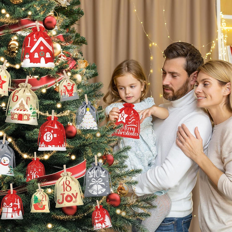 JinglePouch – Calendar de Advent reutilizabil din material textil, cu 24 de săculeți numerotați