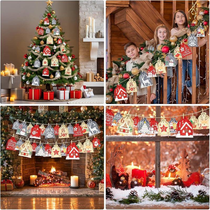 JinglePouch – Calendar de Advent reutilizabil din material textil, cu 24 de săculeți numerotați