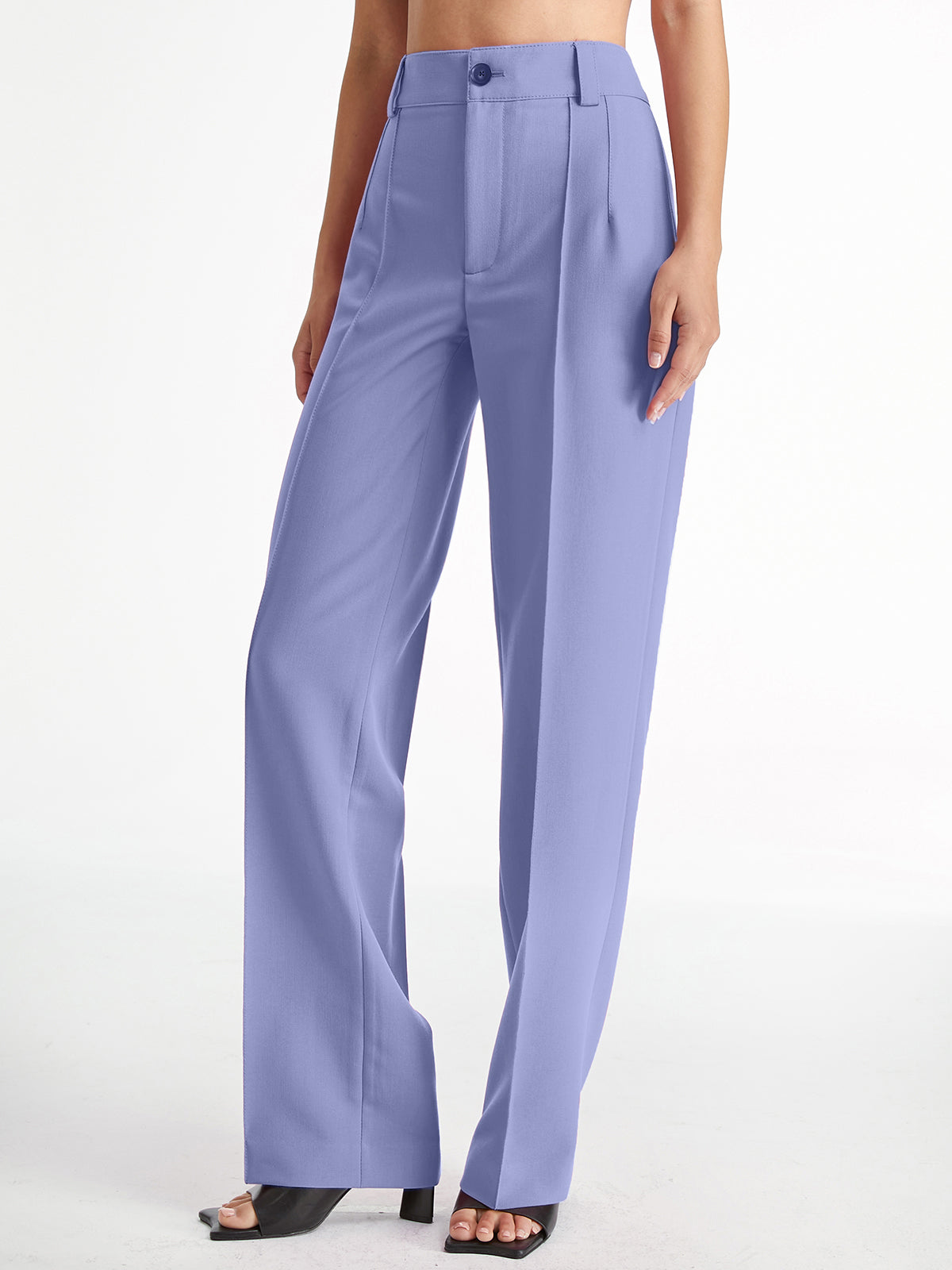 Lena - Pantaloni drepți cu talie înaltă și pantaloni largi