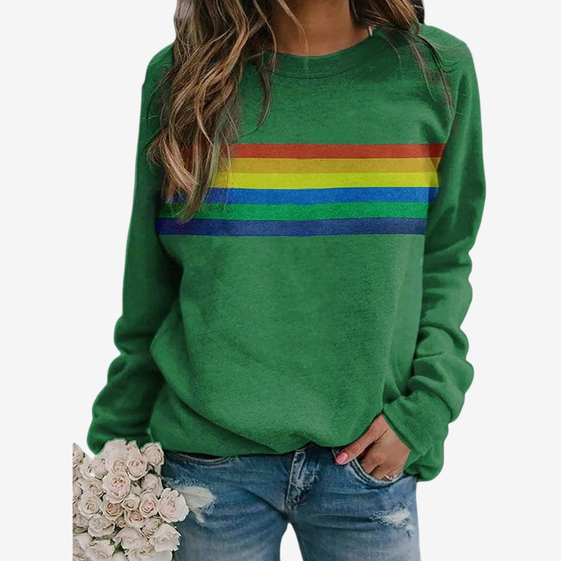 Maisie – Long Sleeve Printed Sweater with Round Neck
