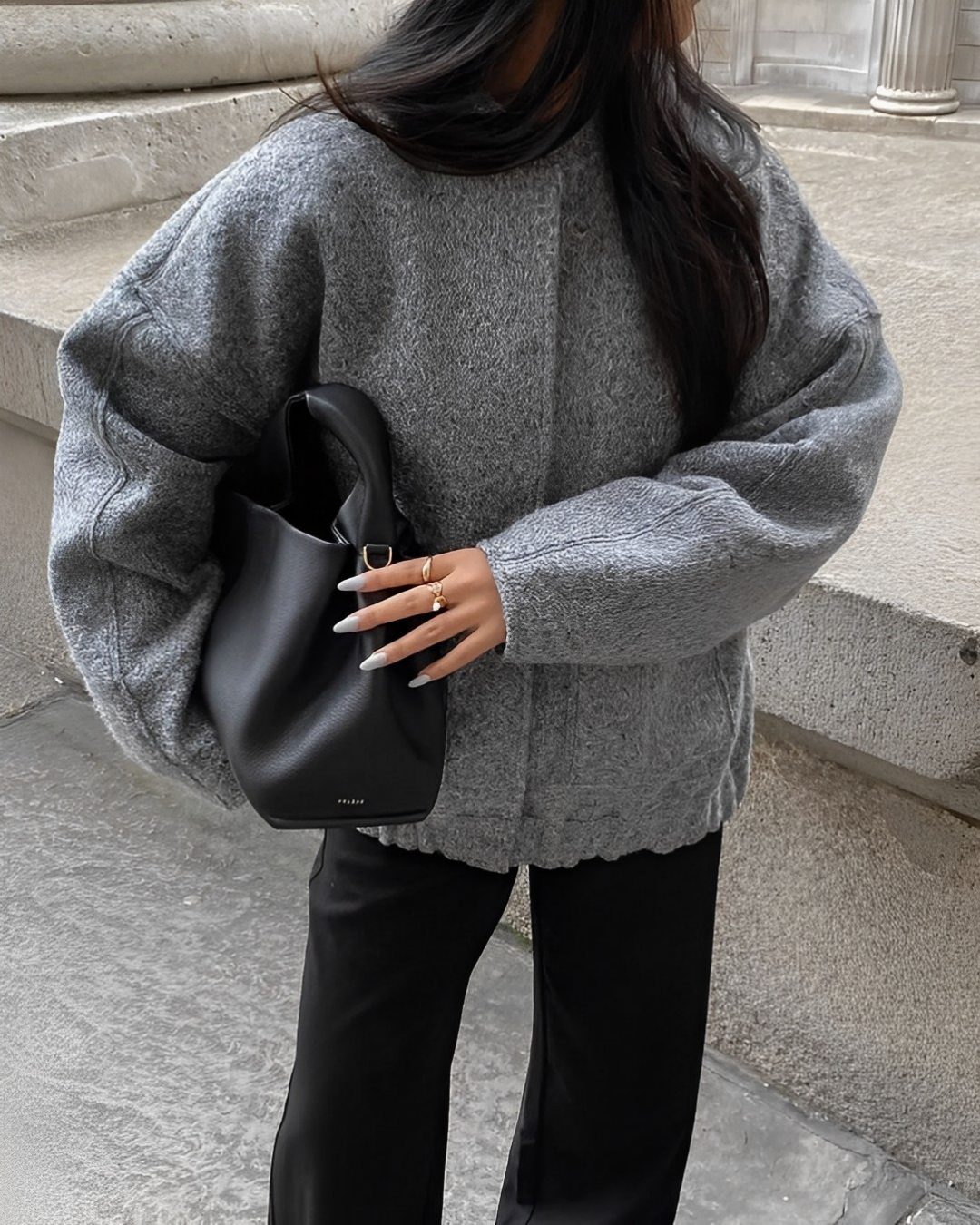 Liana - Comfortable oversized jacket with button closure for a trendy and warm look