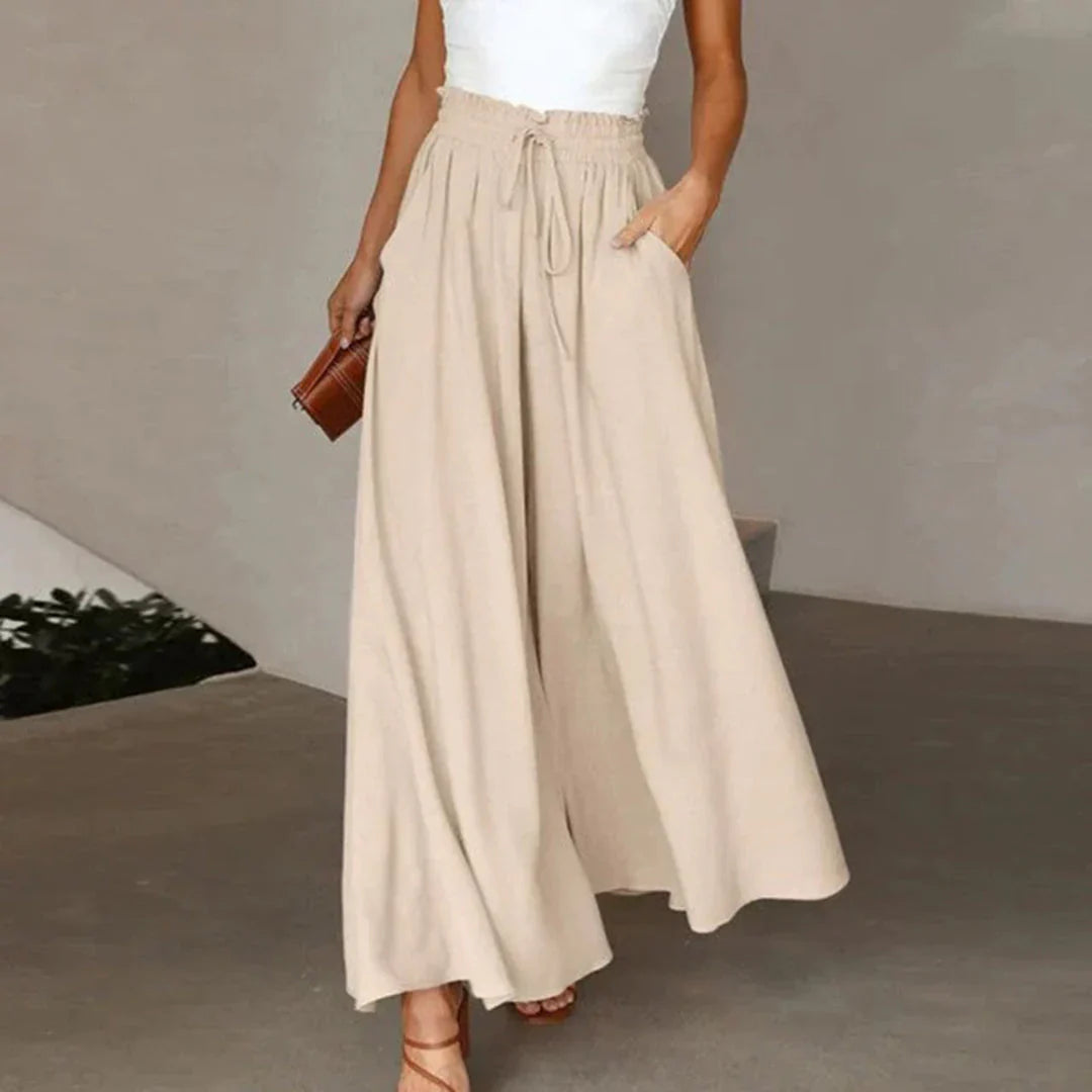Mira – Trendy high-waisted palazzo pants with wide legs and loose fit