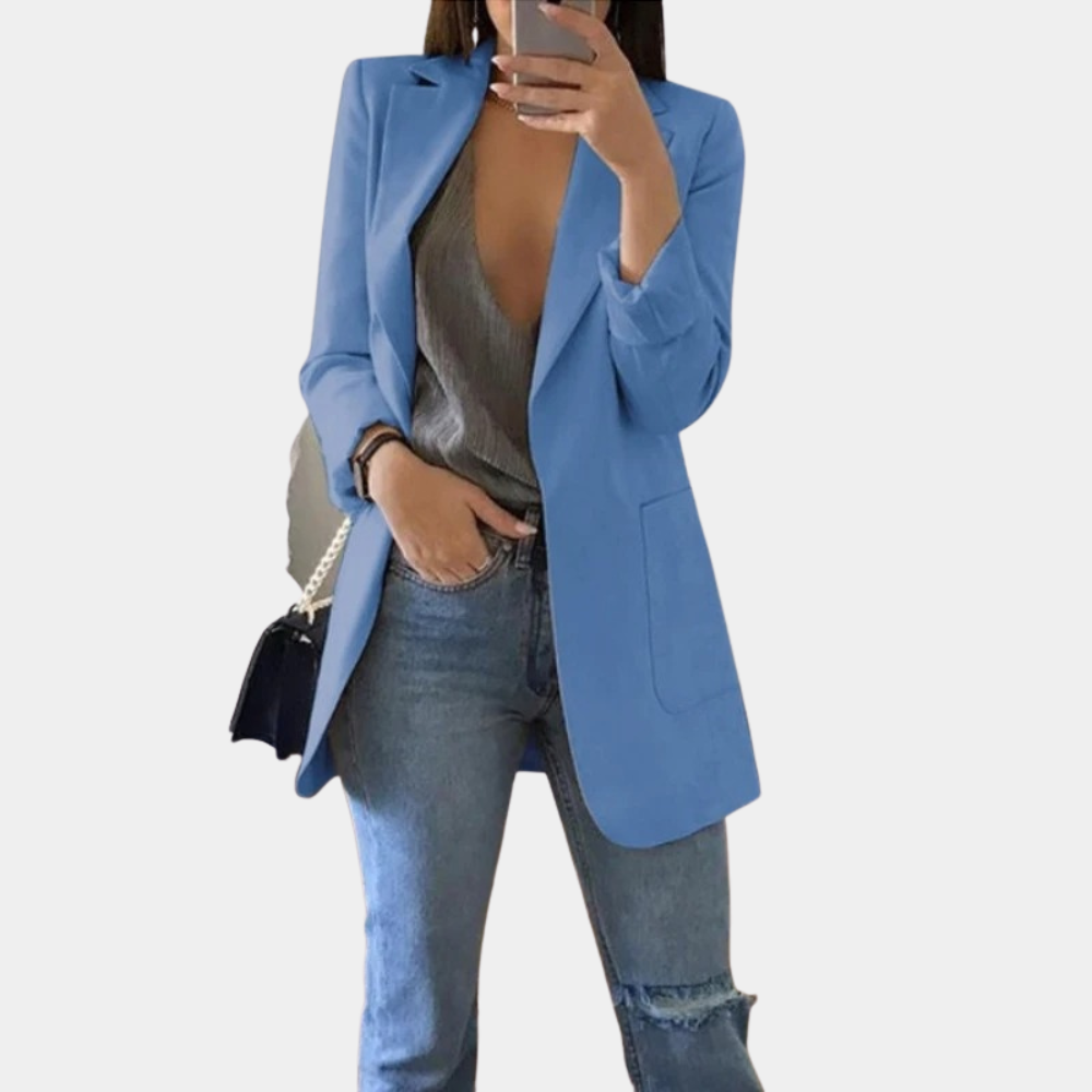 Victoria – Blazer chic sur mesure à manches longues avec poches avant
