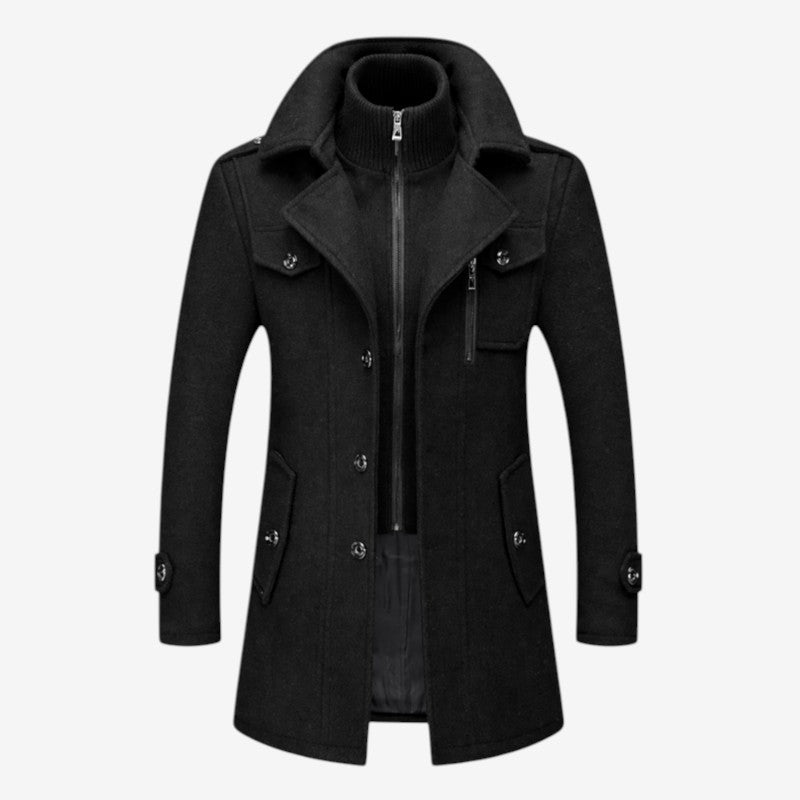 DualWarm - Men's Long Winter Coat With Double-Layer Design