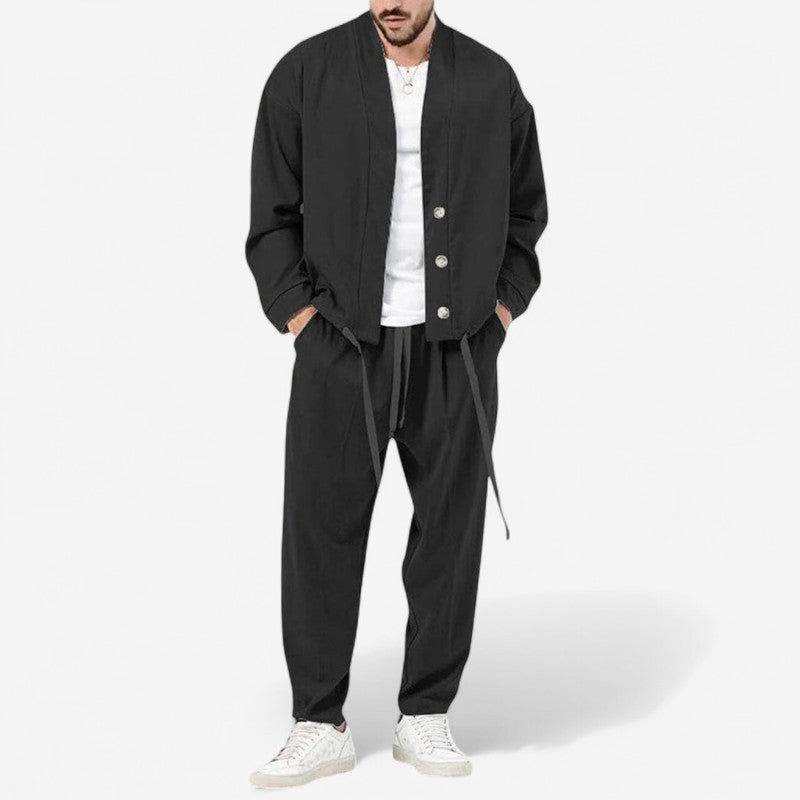Victor – Two-Piece Set with Long Sleeve Shirt and Wide Pants