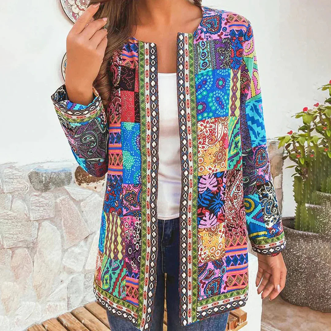 Linda - Cardigan patchwork elegant cu model complicat
