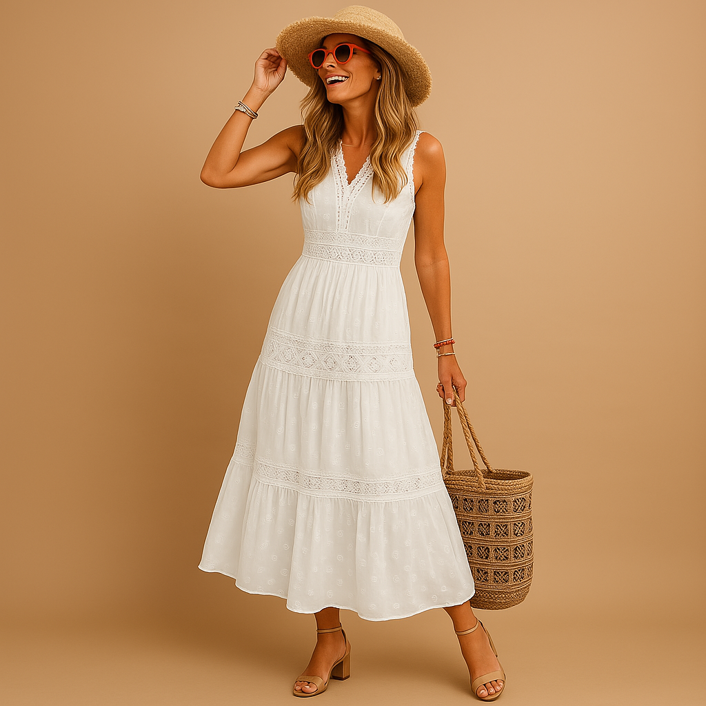 Nerina – Stylish dress with deep V-neck and relaxed fit