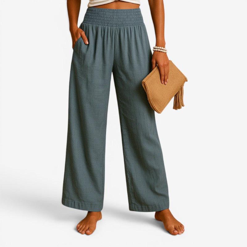 Pantalon large pour femme avec taille élastique