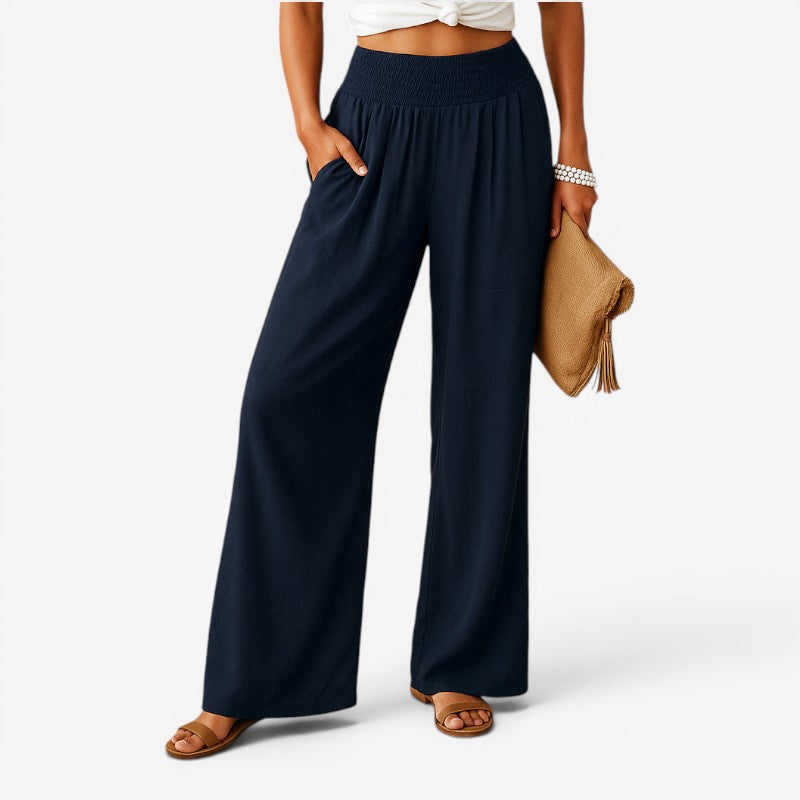 Pantalon large pour femme avec taille élastique