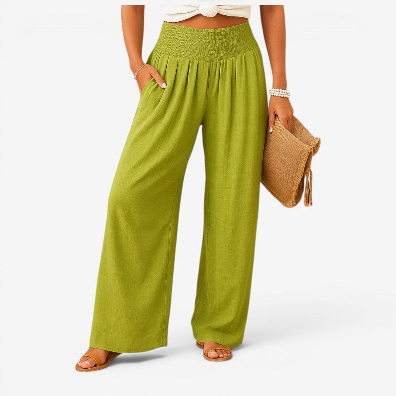 Pantalon large pour femme avec taille élastique
