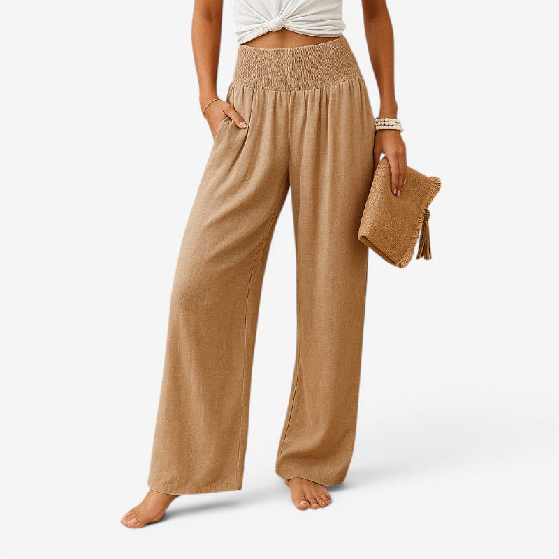 Pantalon large pour femme avec taille élastique