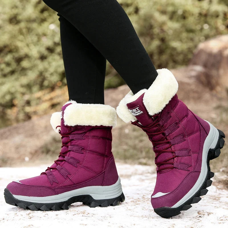Velqavora – Bottes d’hiver doublées à laçage ajustable