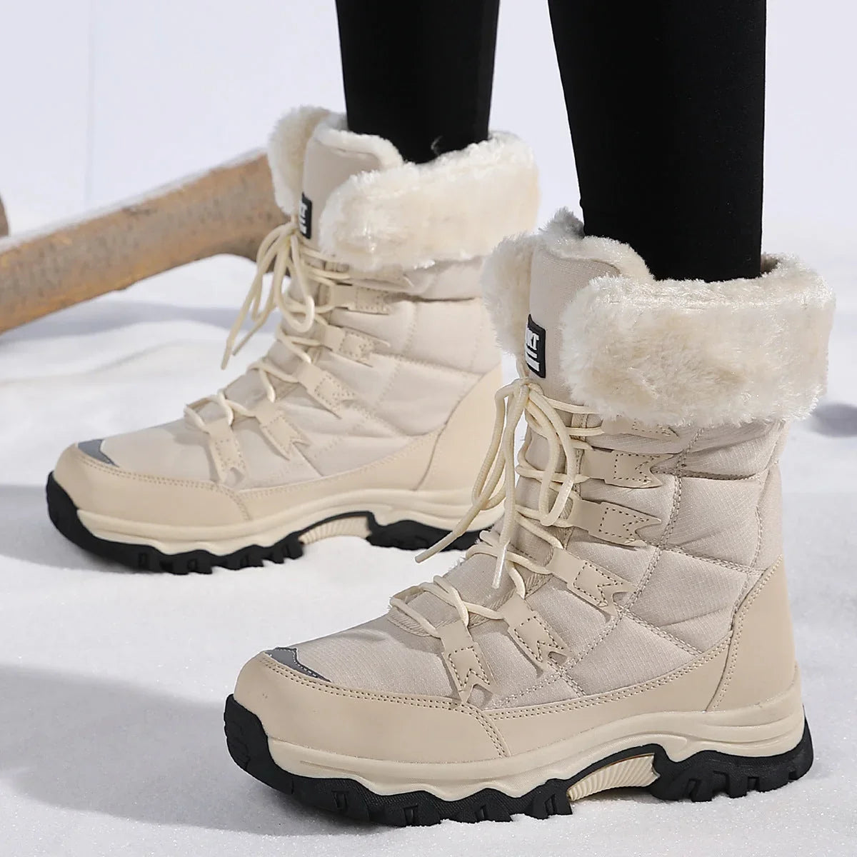 Velqavora – Bottes d’hiver doublées à laçage ajustable