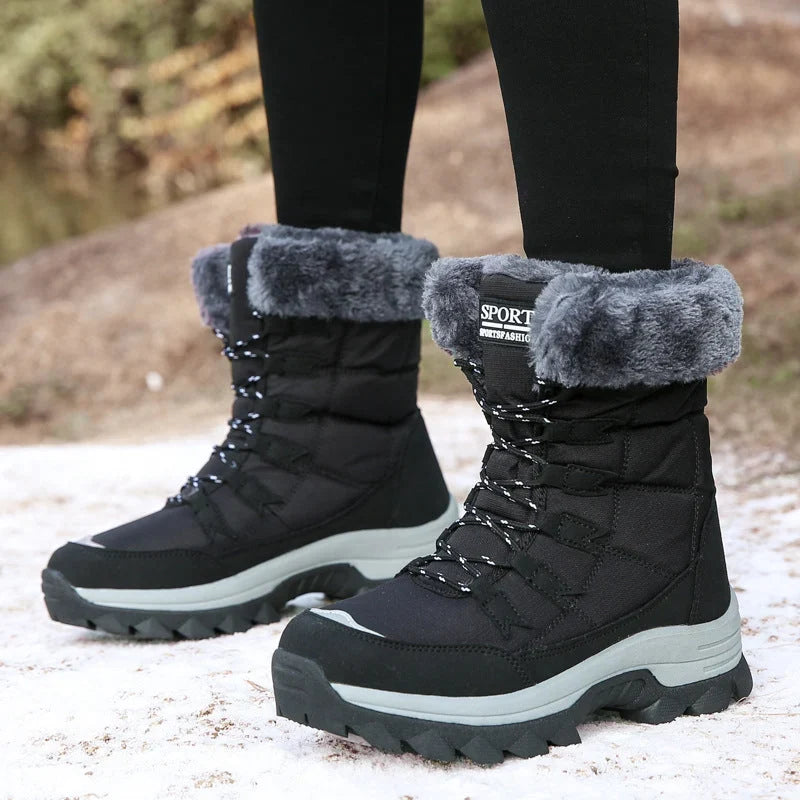 Velqavora – Bottes d’hiver doublées à laçage ajustable