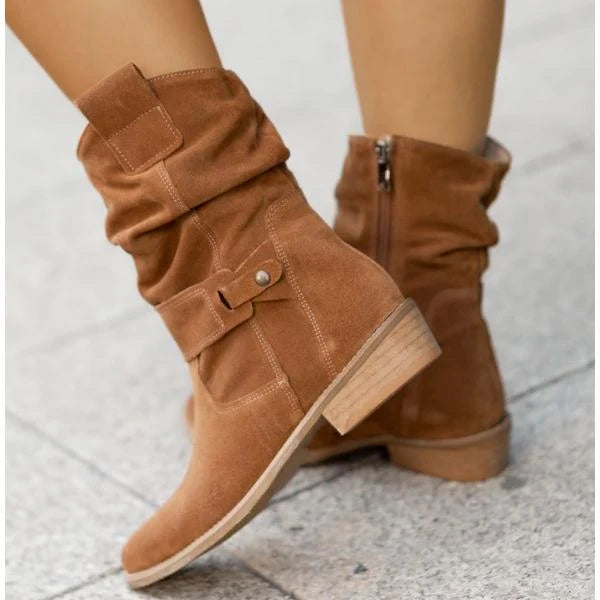 Norevixa – Round-Toe Ankle Boots with Side Zipper