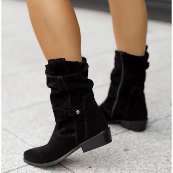 Norevixa – Round-Toe Ankle Boots with Side Zipper