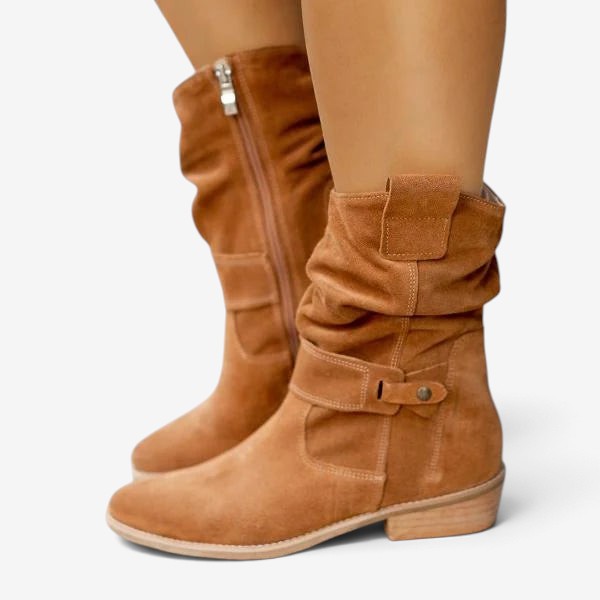 Norevixa – Round-Toe Ankle Boots with Side Zipper