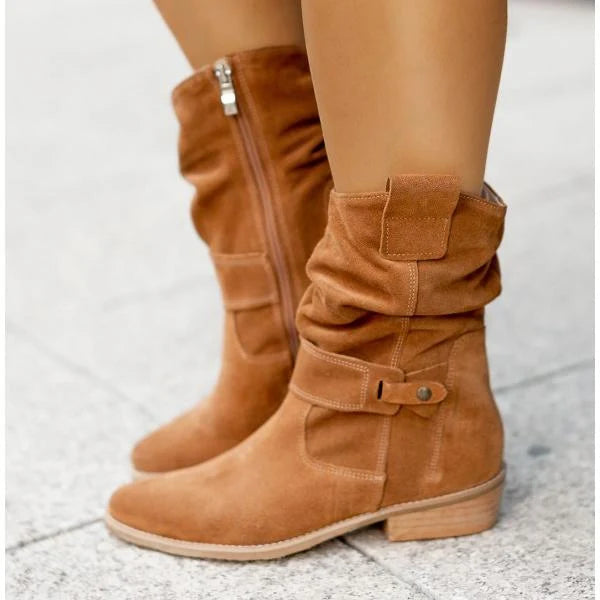 Norevixa – Round-Toe Ankle Boots with Side Zipper