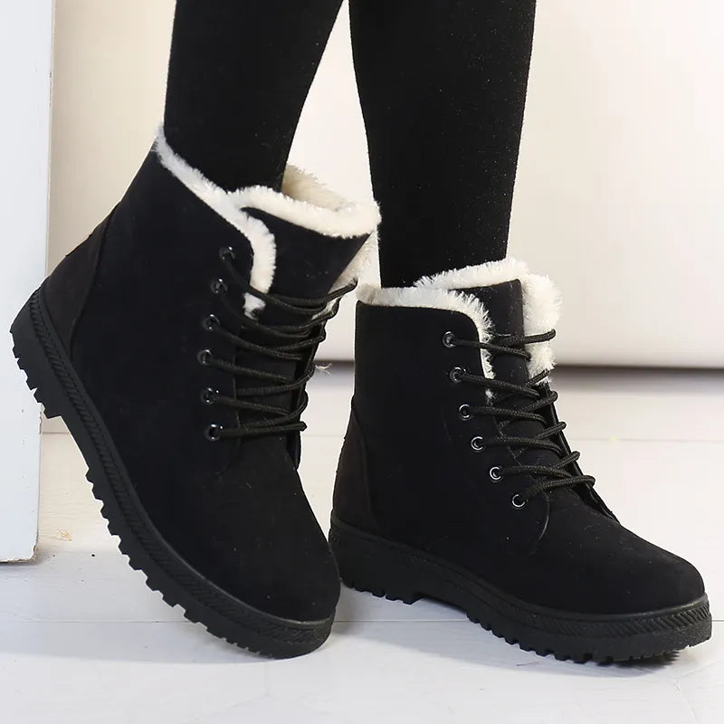 Zarevella – Adjustable Laces Boots with Fur Lining