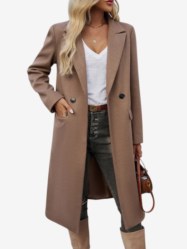 Vareqessa – Trench Coat with Notched Lapel Collar