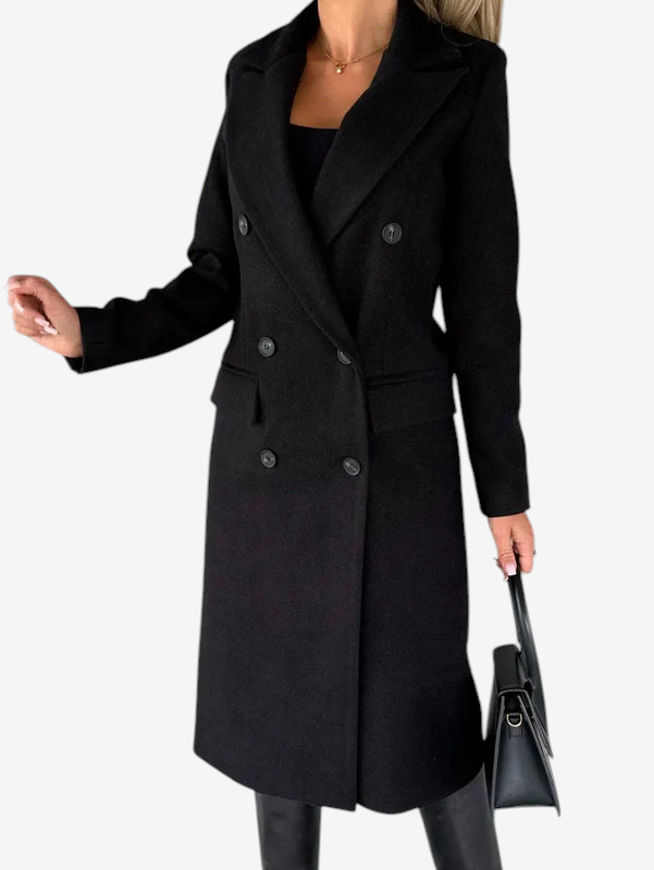 Velnoria – Cappotto a maniche lunghe con colletto a revers e dettagli con bottoni