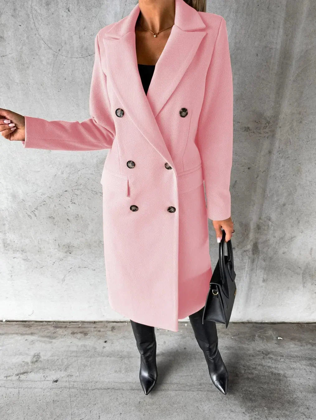 Velnoria – Cappotto a maniche lunghe con colletto a revers e dettagli con bottoni