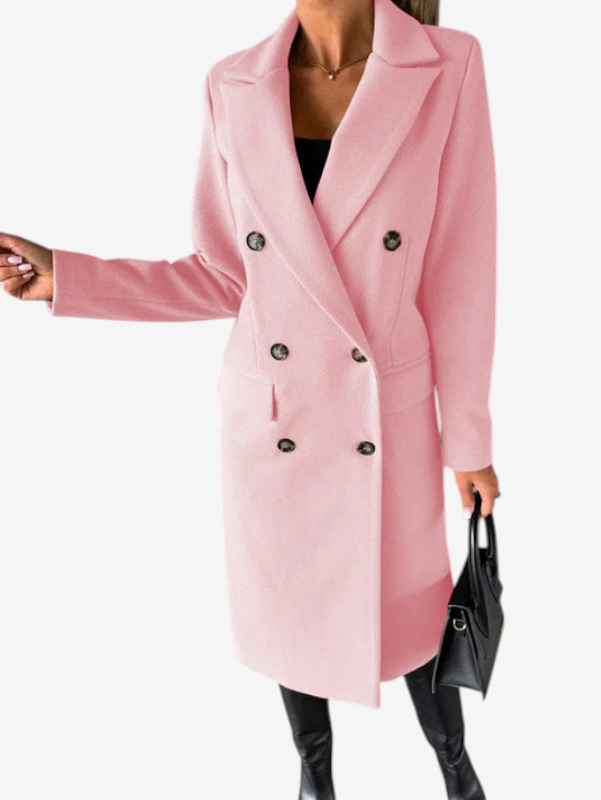 Velnoria – Cappotto a maniche lunghe con colletto a revers e dettagli con bottoni