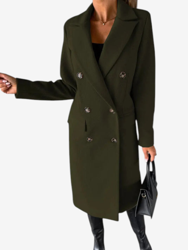 Velnoria – Cappotto a maniche lunghe con colletto a revers e dettagli con bottoni